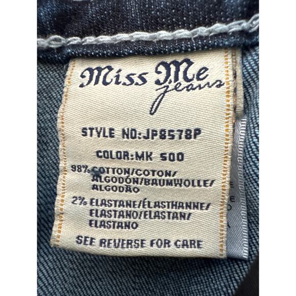 Miss Me Embellished Capri Jeans 32 Bling Studded Whiskered Crop Denim - Picture 8 of 9